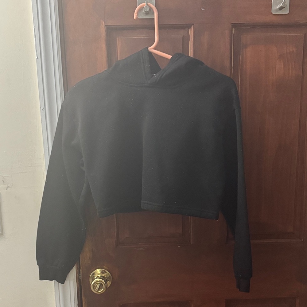 Black Cropped Hoodie Sweater